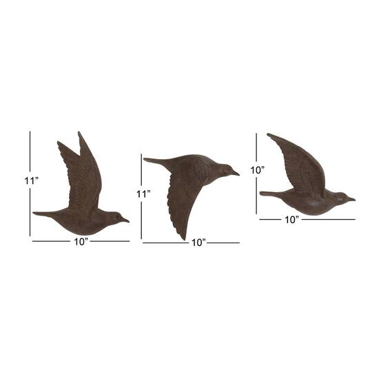 Brown Metal Farmhouse Birds Wall Decor Set